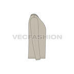 Mens long sleeved henley neck shirt flat sketch, side view