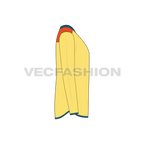 Mens long sleeved henley neck tee flat sketch, side view