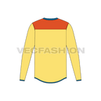 Mens long sleeved henley neck tee flat sketch, back view