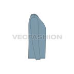 Mens long sleeved round neck shirt flat sketch, side view