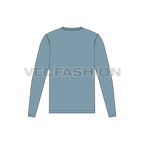 Mens long sleeved round neck shirt flat sketch, back view