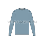 Mens long sleeved round neck shirt flat sketch, front view