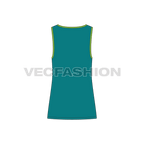 Mens lose fit gym tank, contrast binding flat sketch, back view