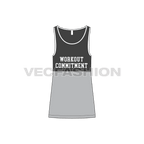 Mens lose fit gym tank, panels flat sketch, front view