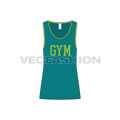 Mens lose fit gym tank, contrast binding flat sketch, front view