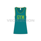 Mens lose fit gym tank, contrast binding flat sketch, front view