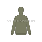 Mens loose fit pullover hoodie flat sketch, back view