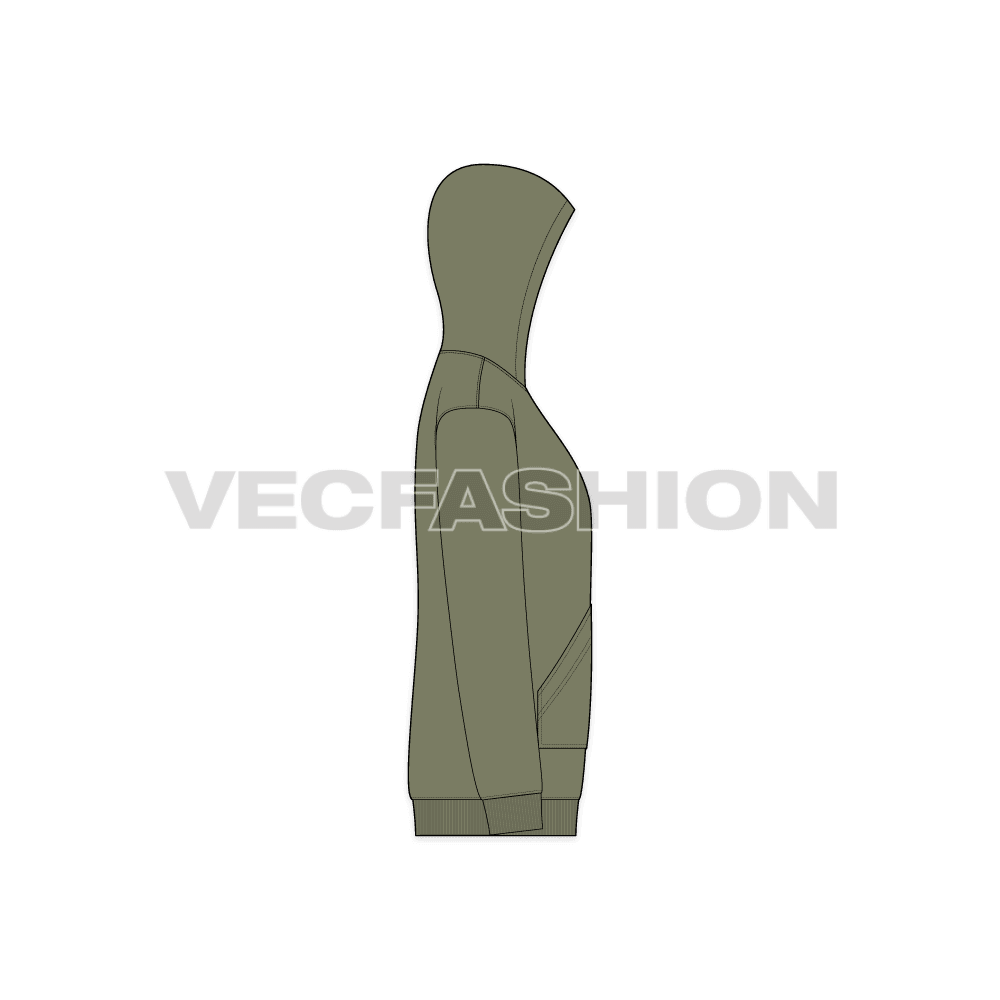 Men Lose Fit Pullover Hoodie Flat Sketch - VecFashion