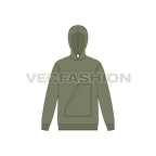 Mens loose fit pullover hoodie flat sketch, front view