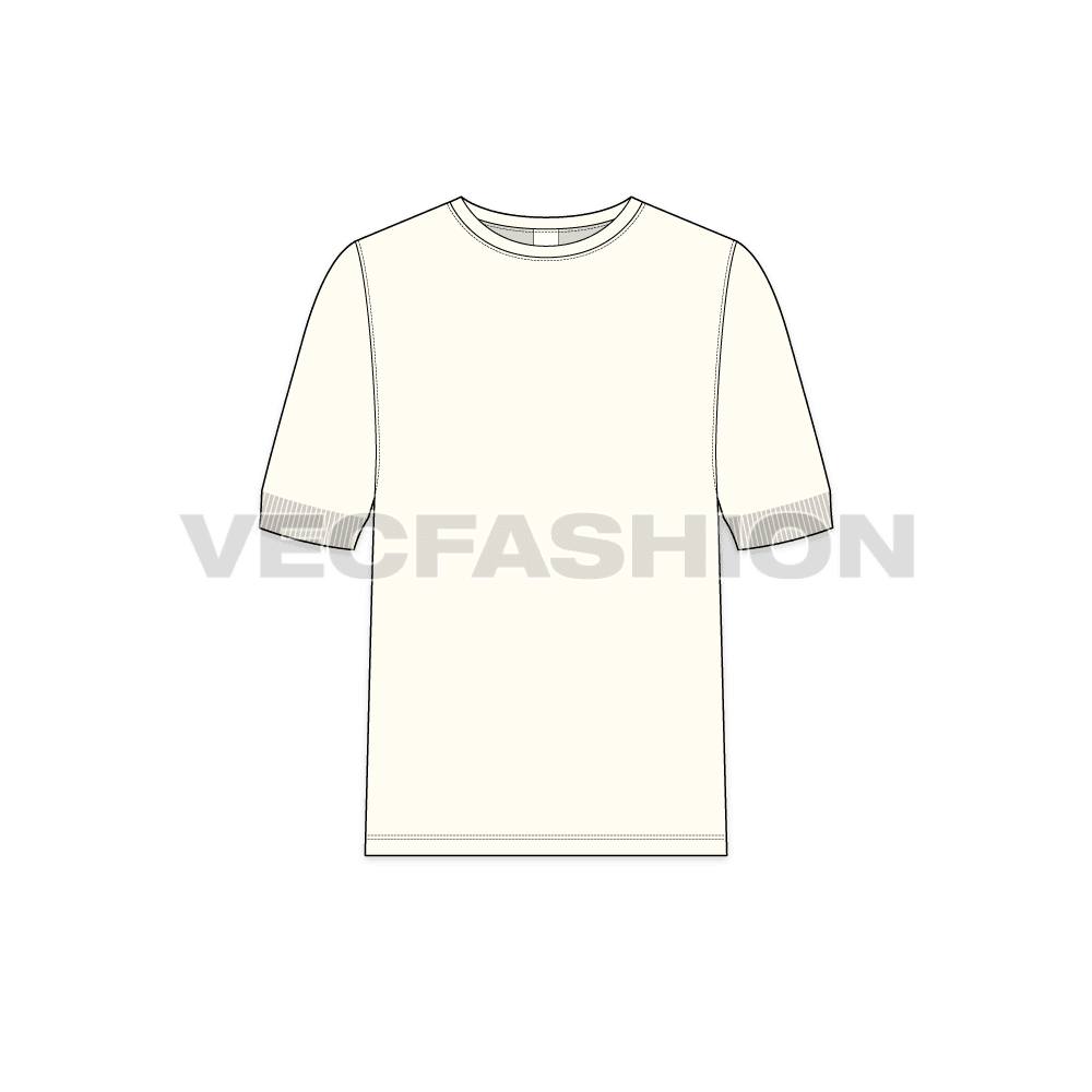 Mens loungewear tee flat sketch, front view