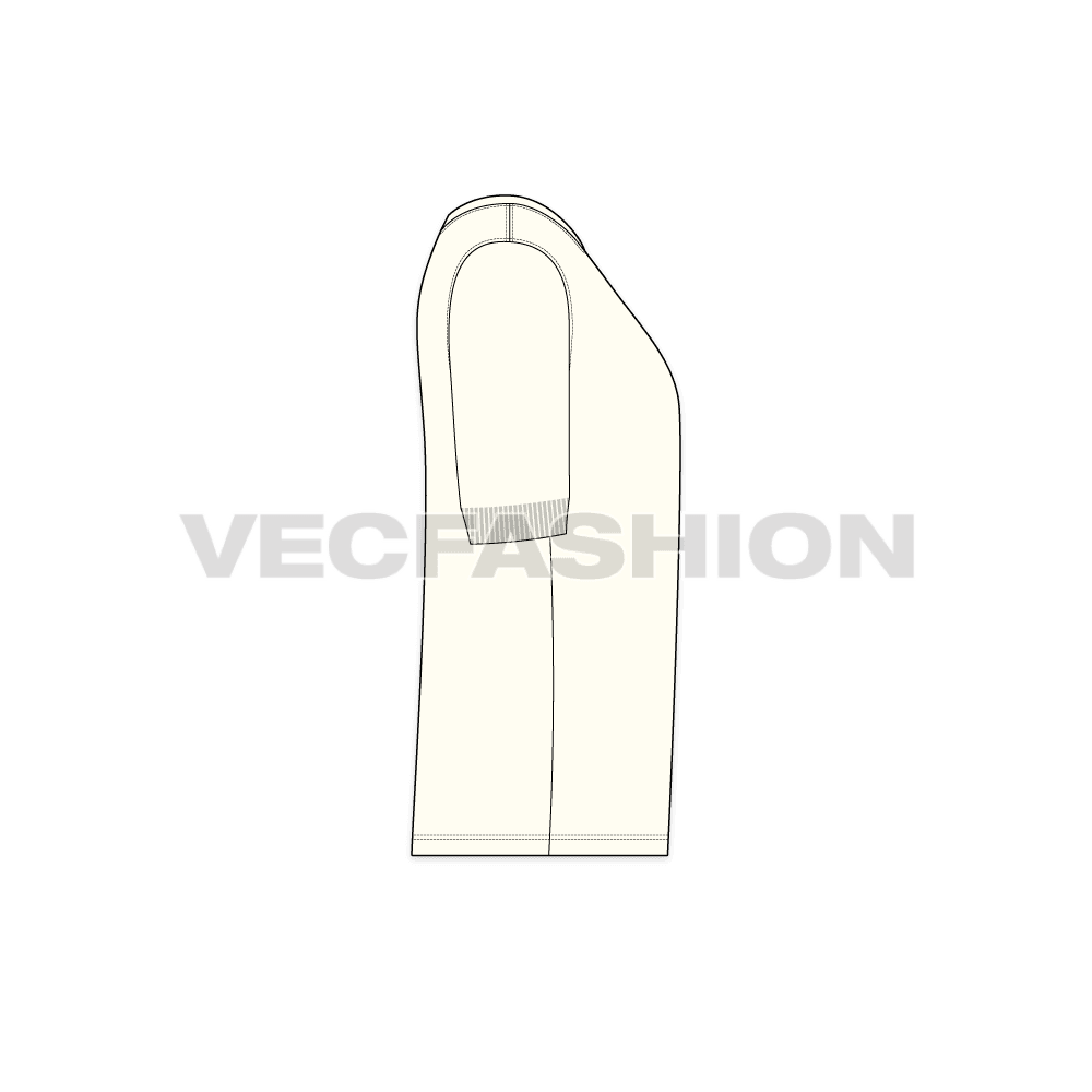 Mens loungewear tee flat sketch, side view
