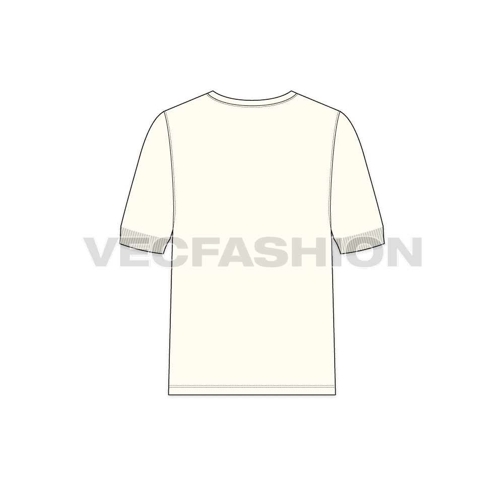 Mens loungewear tee flat sketch, back view