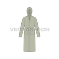 Mens luxury bath robe flat sketch, front view