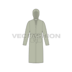 Mens luxury bath robe flat sketch, front view
