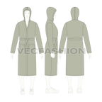 Mens luxury bath robe flat sketch, croqui sketch