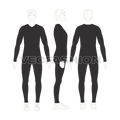 Mens lycra compression set flat sketch, showing all views, front, side and back