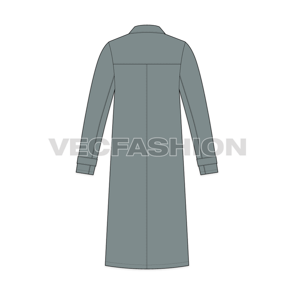 Mens Makintosh Coat flat sketch, back view