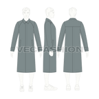 Mens Makintosh Coat flat sketch, croqui sketch