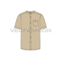 Mens mandarin collar shirt flat sketch, front view