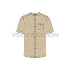 Mens mandarin collar shirt flat sketch, front view