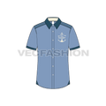 Mens marine shirt flat sketch, front view