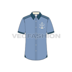 Mens marine shirt flat sketch, front view