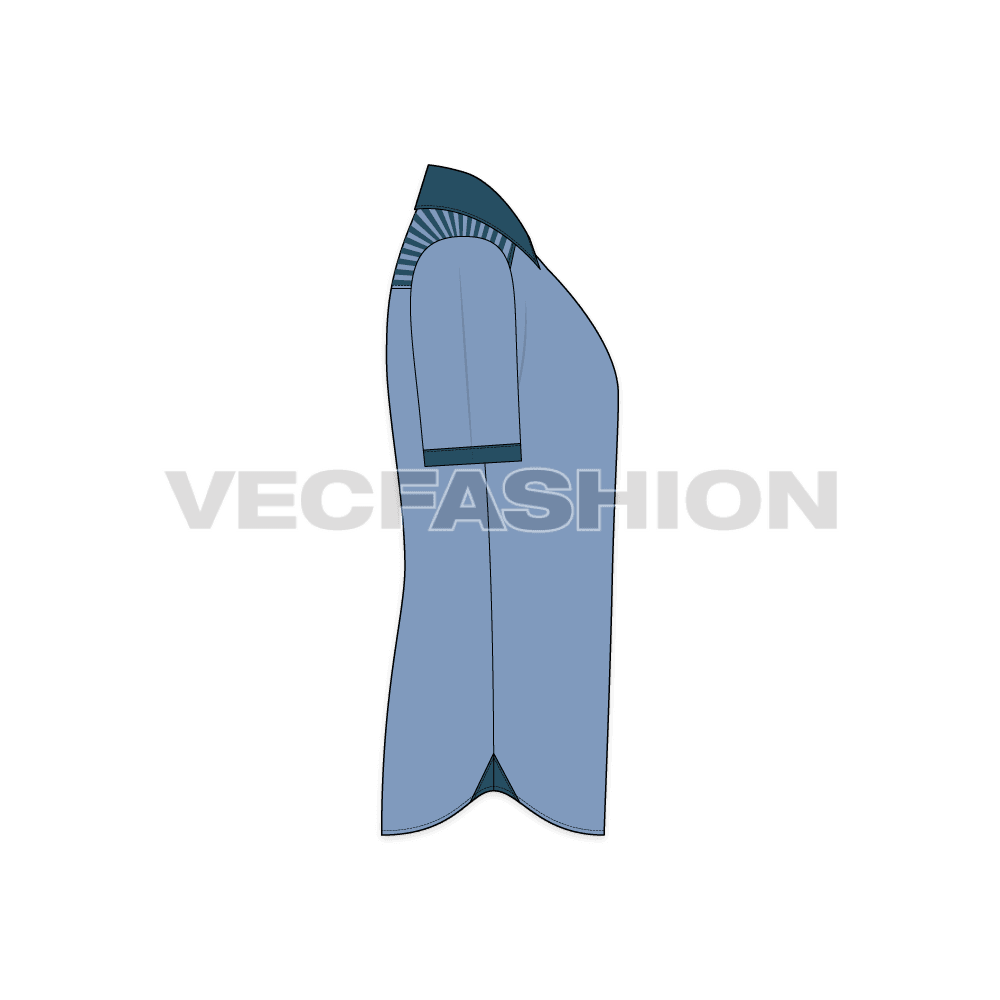Mens marine shirt flat sketch, side view