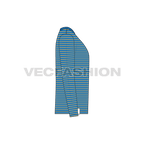 Mens marine striped shirt flat sketch, side view