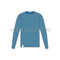 Mens marine striped shirt flat sketch, front view