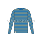 Mens marine striped shirt flat sketch, front view
