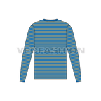 Mens marine striped shirt flat sketch, back view