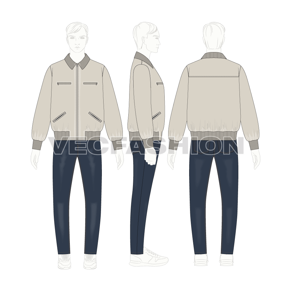 Mens Mechanic Jacket Flat Sketch flat sketch, croqui sketch