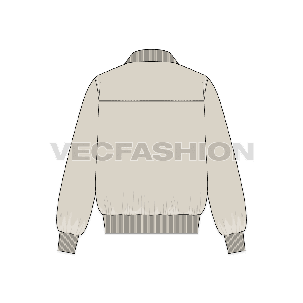 Mens Mechanic Jacket Flat Sketch flat sketch, back view