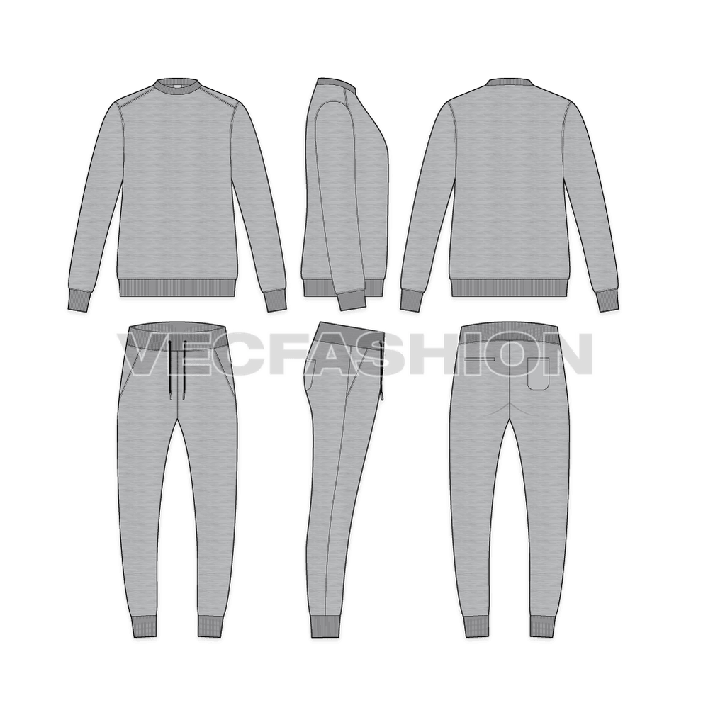 Mens Melange Fleece Sweatsuit - VecFashion