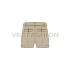 Mens micro shorts flat sketch, back view