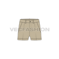 Mens micro shorts flat sketch, front view