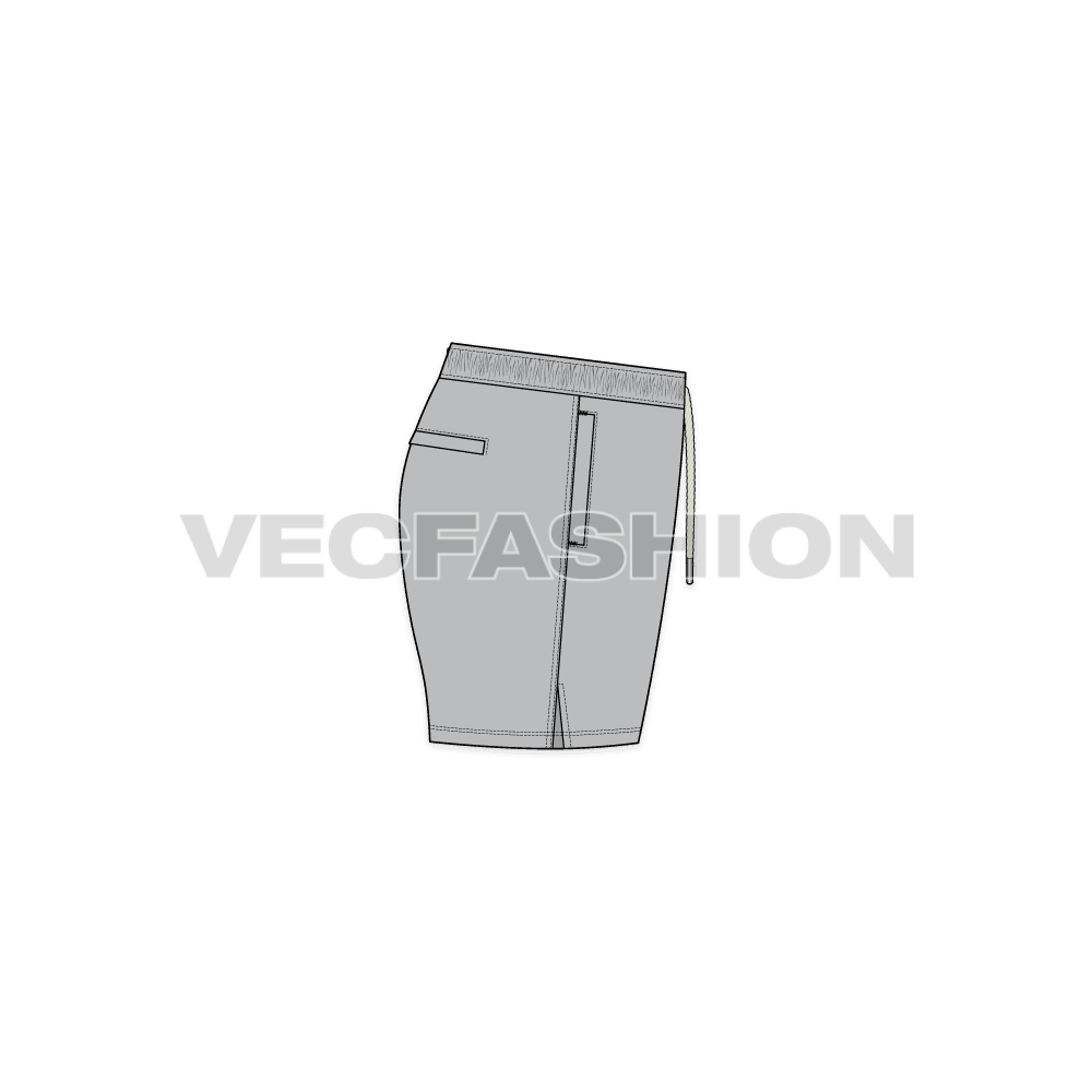 Mens micro swim shorts flat sketch, side view