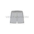 Mens micro swim shorts flat sketch, front view