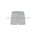 Mens micro swim shorts flat sketch, back view
