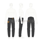 Mens military cargo pants flat sketch, croqui sketch