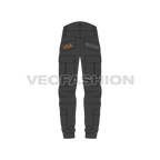 Mens military cargo pants flat sketch, back view