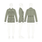 Mens Military Green Field Jacket Template flat sketch, croqui sketch