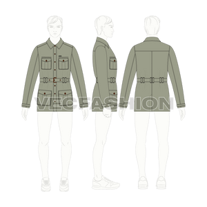 Mens Military Green Field Jacket Template