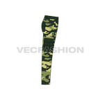 Mens military inspired combat cargo pants flat sketch, side view