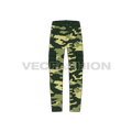 Mens military inspired combat cargo pants flat sketch, front view