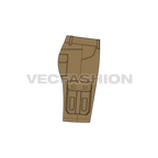 Mens military inspired khaki cargo shorts flat sketch, side view