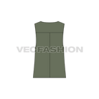 Mens military vest flat sketch, back view