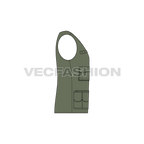 Mens military vest flat sketch, side view