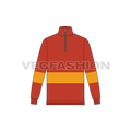 Mens mock neck pullover flat sketch, front view