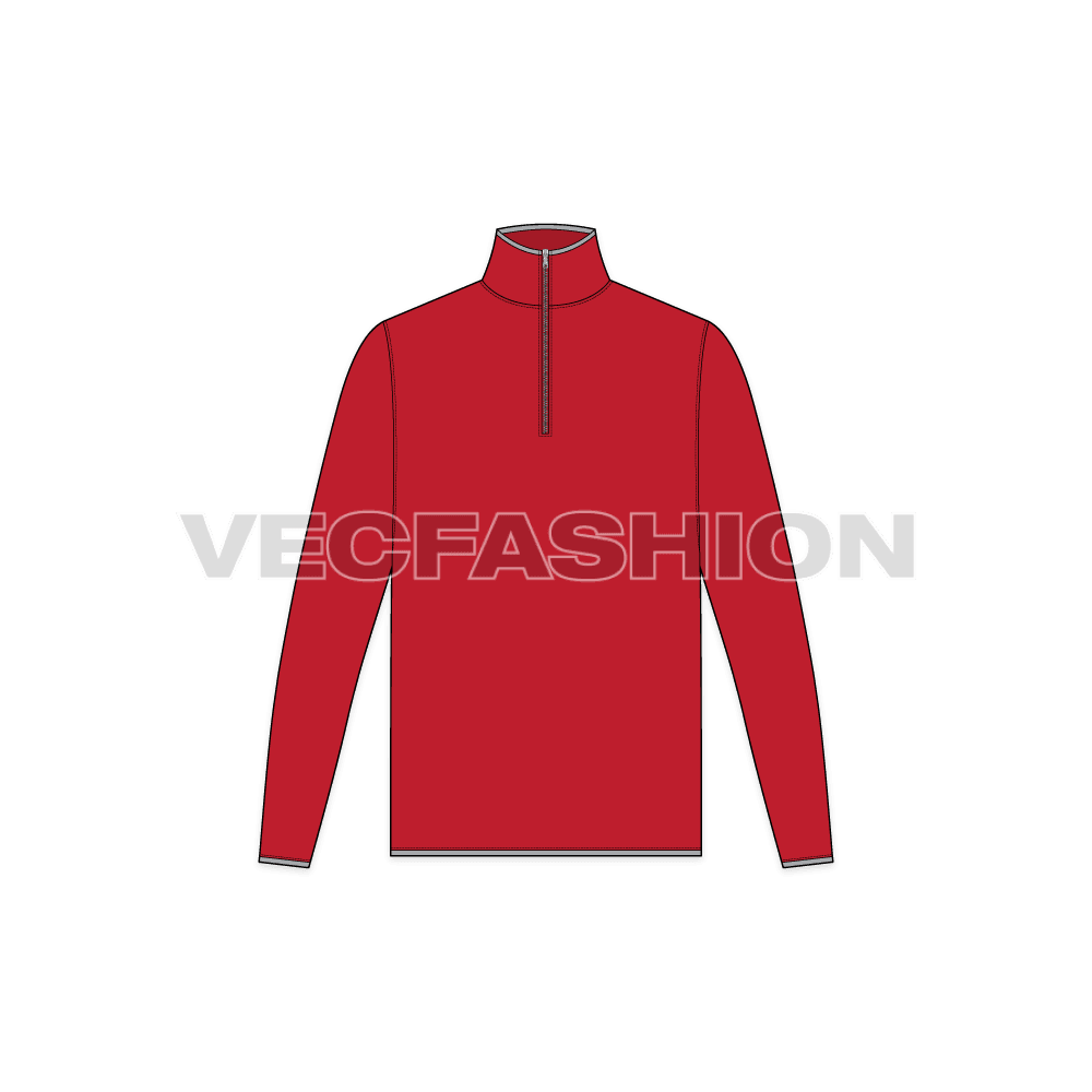 A vector template for Men's Mock neck Under Jacket, front view
